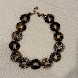 Tortoiseshell Link Statement Necklace with Crystal Accents - J. Crew